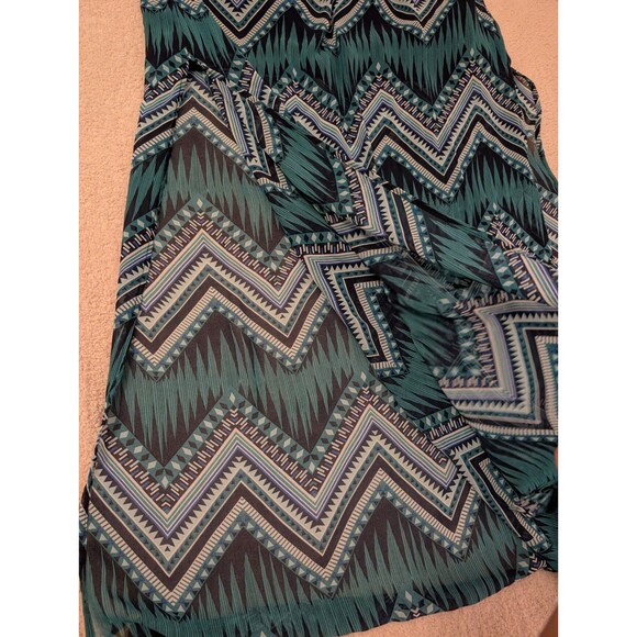 Women's Chevron Boho Print Sheer Maxi Skirt Stretch Waist Size 6 - Picture 7 of 12